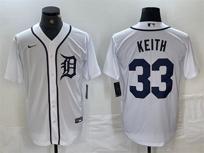 Men's Detroit Tigers #33 Colt Keith White Cool Base Stitched Baseball Jersey